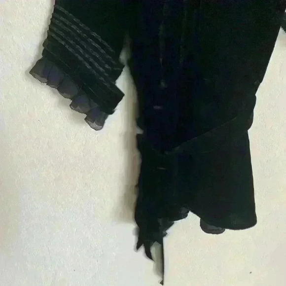 Vivienne Tam Regencycore Silk Blend Black Velvet Appliqué Tie Waist Top Size S - Picture 13 of 15